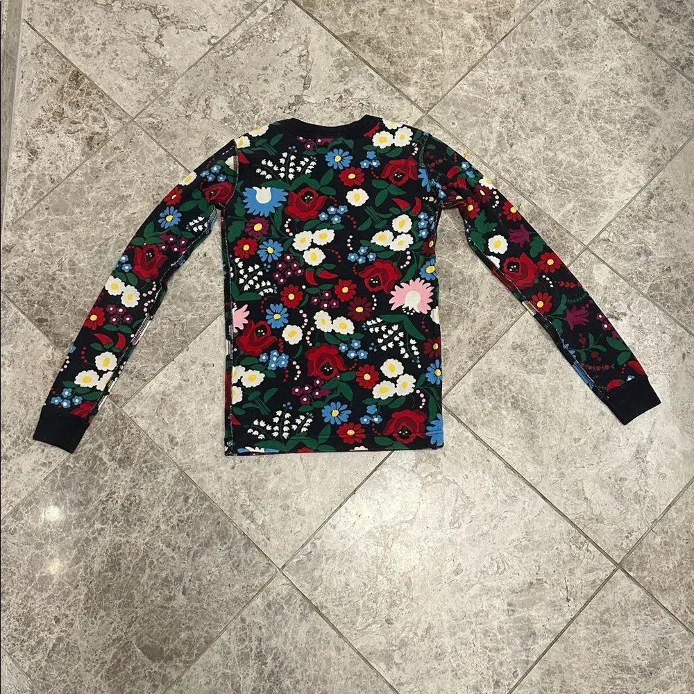 Hanna Andersson Festive Flowers Long John PJ Pajama Set Size 140 US 10